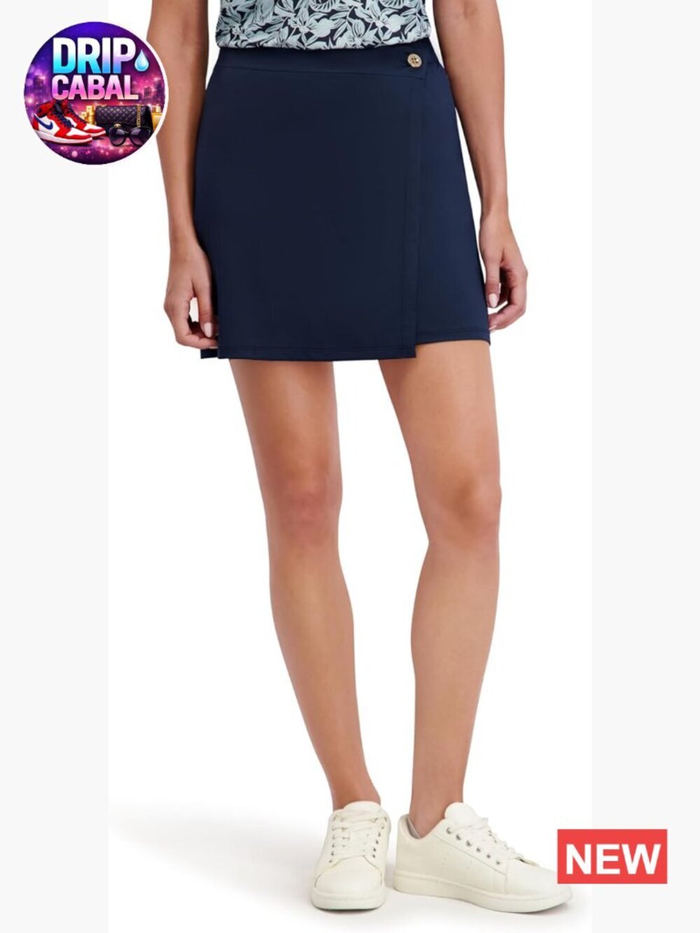 Performance Pull-on Wrap Front Skort with Built-in Shorts & Zip Pockets